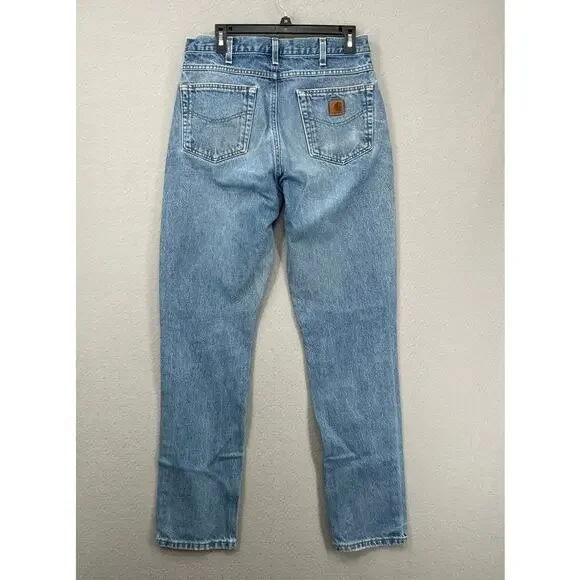 Carhartt Jeans Men 33x32 Blue Traditional Fit B18-DST Heavyweight Denim Workwear - Picture 12 of 16